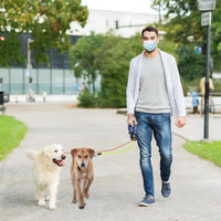 Dual Pet Leash Retractable Reflective Lead 360 Swivel Double Dog Walking Leash